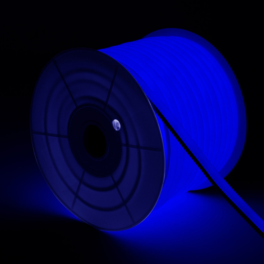 Rolo Neon LED 7,5 W/m Regulável 220V AC 120 LED/m 50m Semicircular 180º Azul IP67 Corte Cada 100 cm