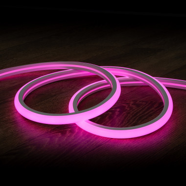 Producto de Bobina Neón LED 7.5 W/m  Regulable 220V AC 120 LED/m 50m Semicircular 180º Rosa IP67 Corte Cada 100 cm