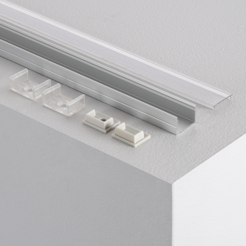 Perfil de Aluminio de Superficie con Tapa Continua para Tiras LED hasta 16 mm 
