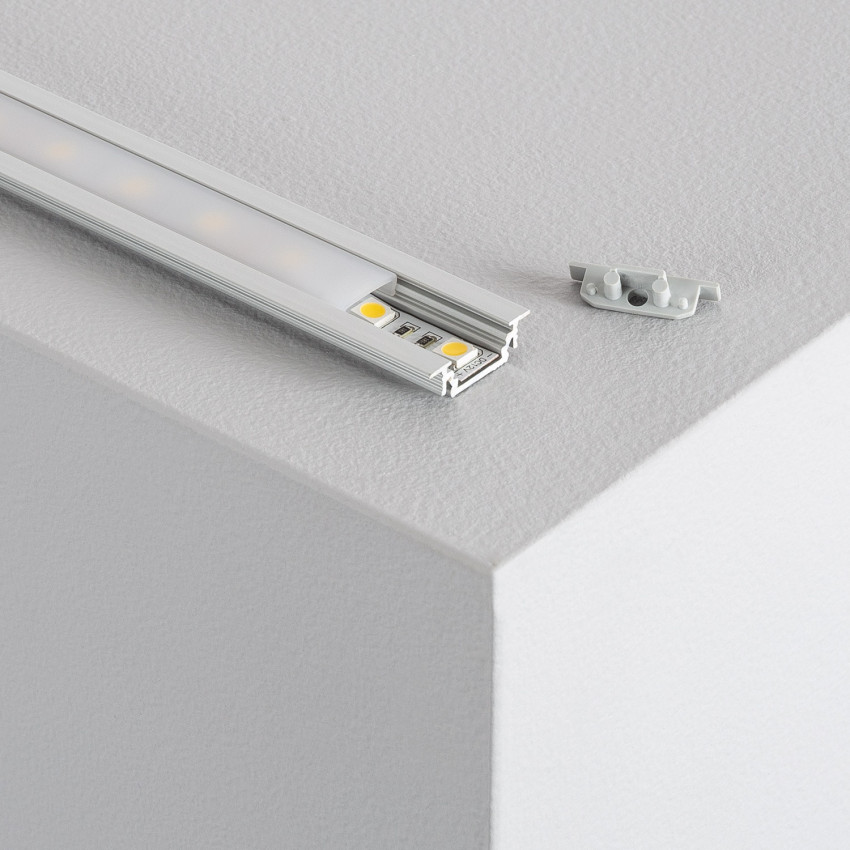 Perfil de Aluminio Empotrable 1m Tapa Deslizable para Tiras LED hasta 10 mm