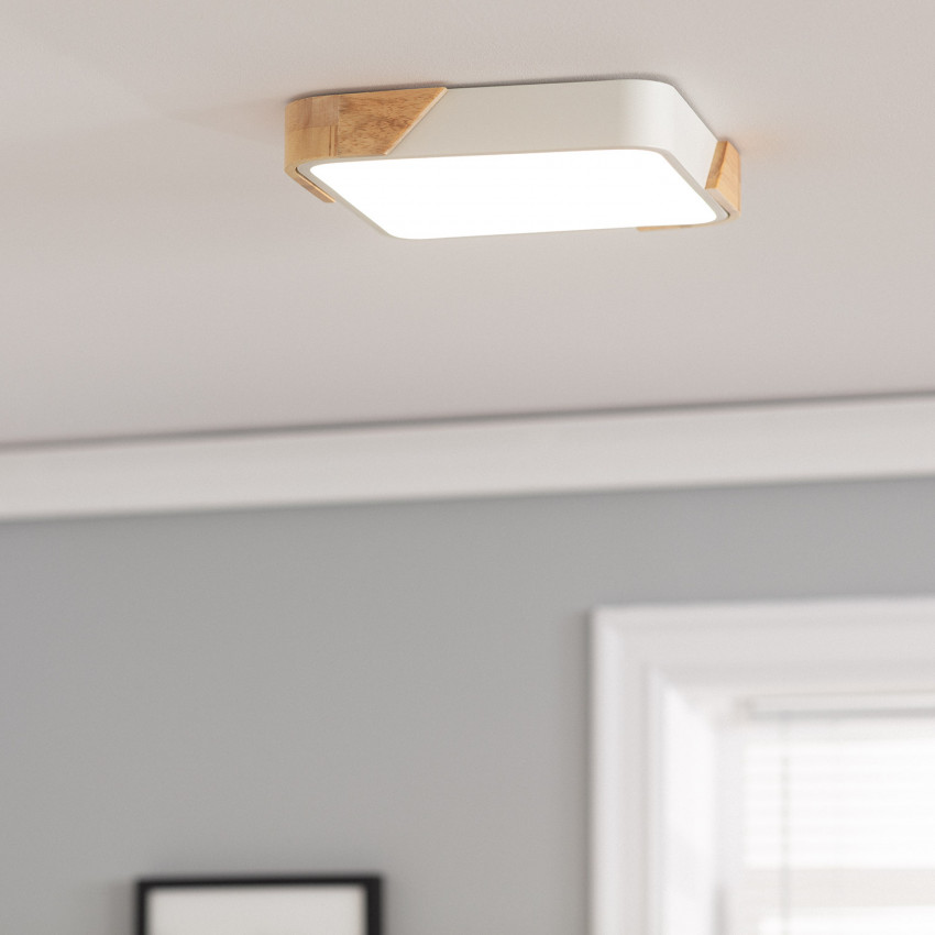 Producto de Plafón LED 18W Cuadrado Madera 325x325 mm CCT Seleccionable Semi-Dari