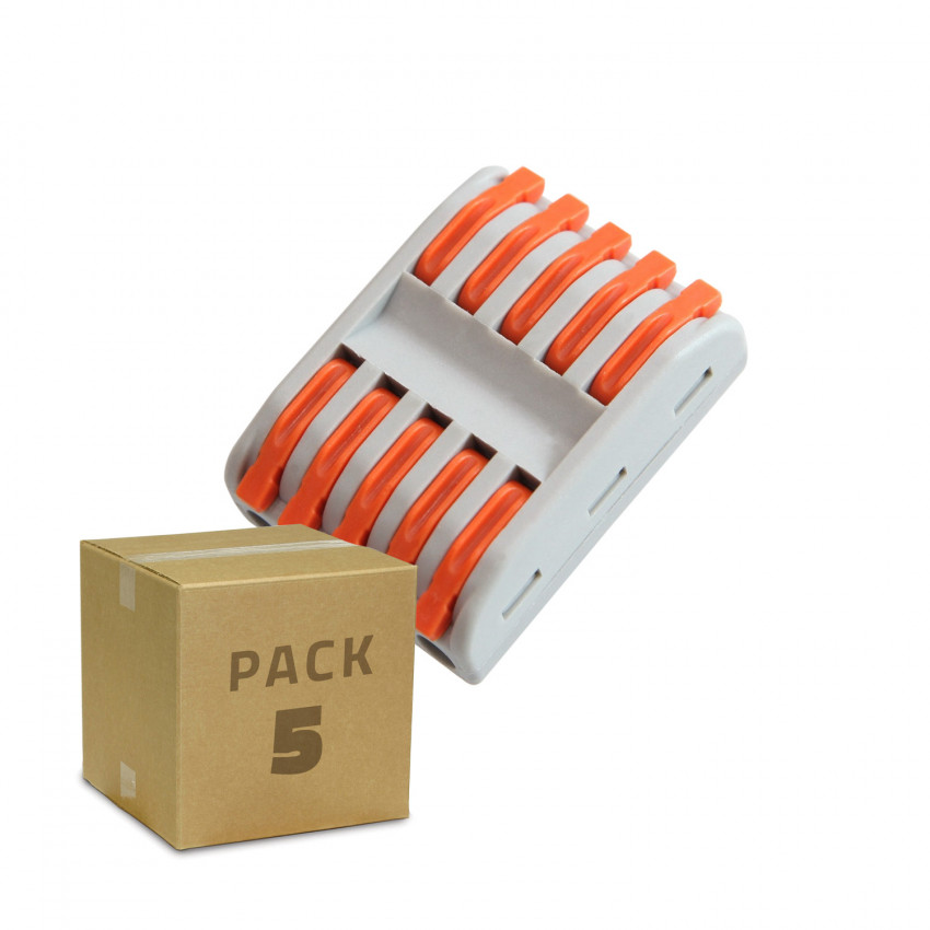 Pack 5 Conectores Rápidos 5 Entradas y 5 Salidas SPL-5 para Cable Eléctrico de 0.08-4mm²