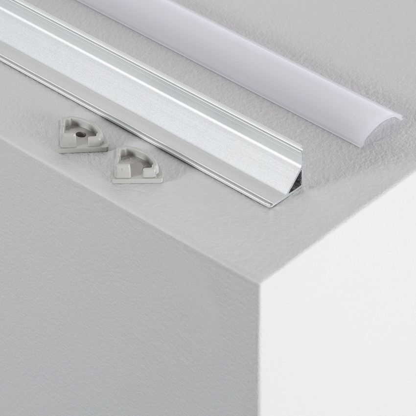Producto de Perfil de Aluminio Esquina Tapa Circular 2m para Tira LED hasta 10 mm