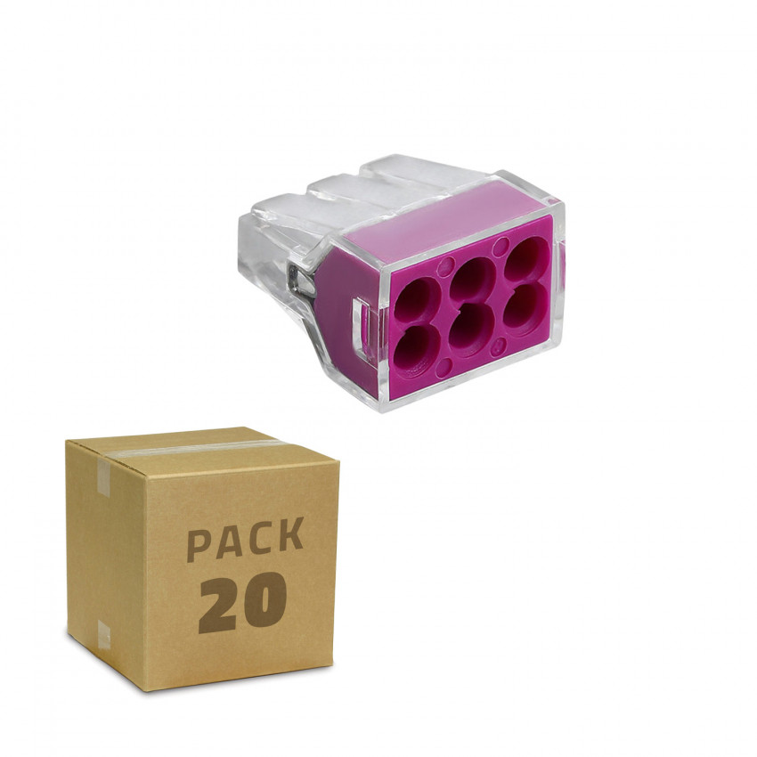 Pack 20 Conectores Rápidos 6 Entradas 0.75-2.5 mm²