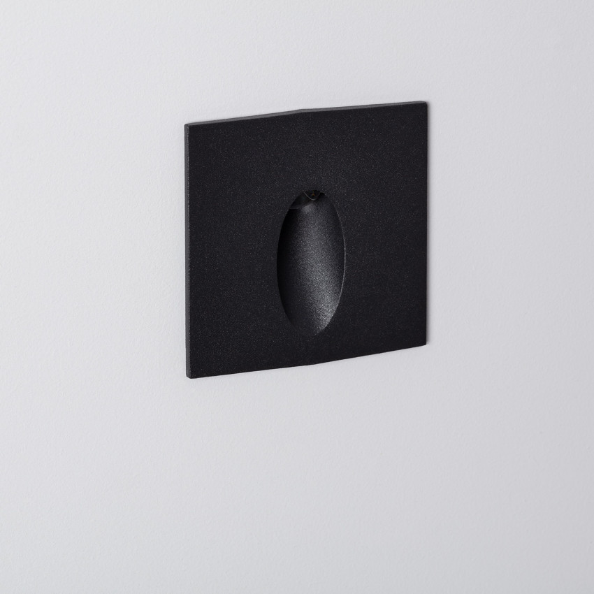 Baliza Exterior LED 3W Empotrable Pared Cuadrado Negro Oval Wabi