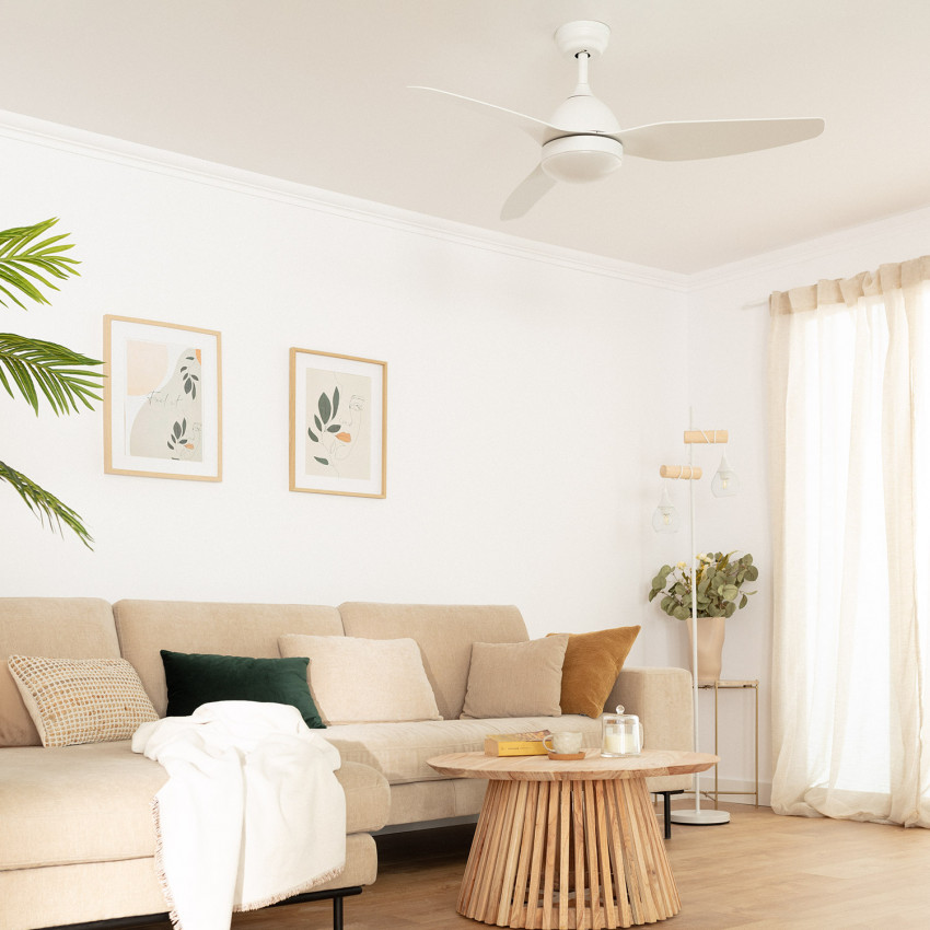 Producto de Ventilador de Techo Exterior LED Woolworth Blanco 127cm Motor DC