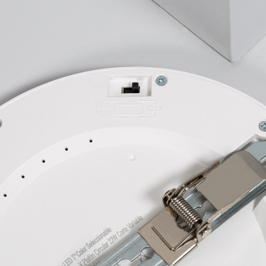 Produto de Placa LED 22W CCT Seleccionável Circular Slim Surface Corte Ajustável Ø 60-160 mm