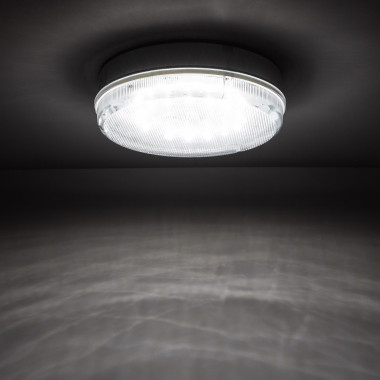 Produto de Plafón LED 24W Circular para Exterior Ø285 mm IP65 com Luz de Emergência Não Permanente Hublot Transparente