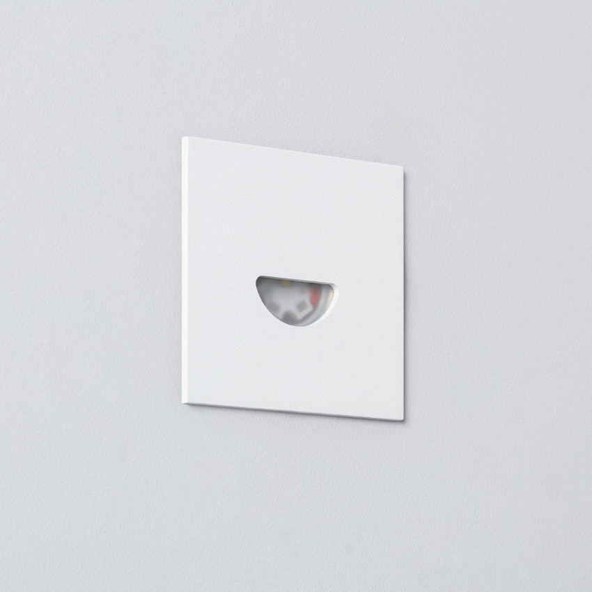 Produto de Baliza Exterior LED 2W Encastrável na Parede Quadrada Branco Guell 