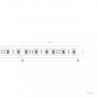 Producto de Tira LED WiFi 220V AC 60 LED/m Naranja IP65 a Medida Ancho 14mm Corte cada 100 cm