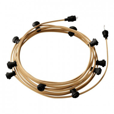 Produto de Grinalda Exterior Lumet System 12,5m com 10 Casquilhos E27 Preto Creative-Cables CATE27N125 