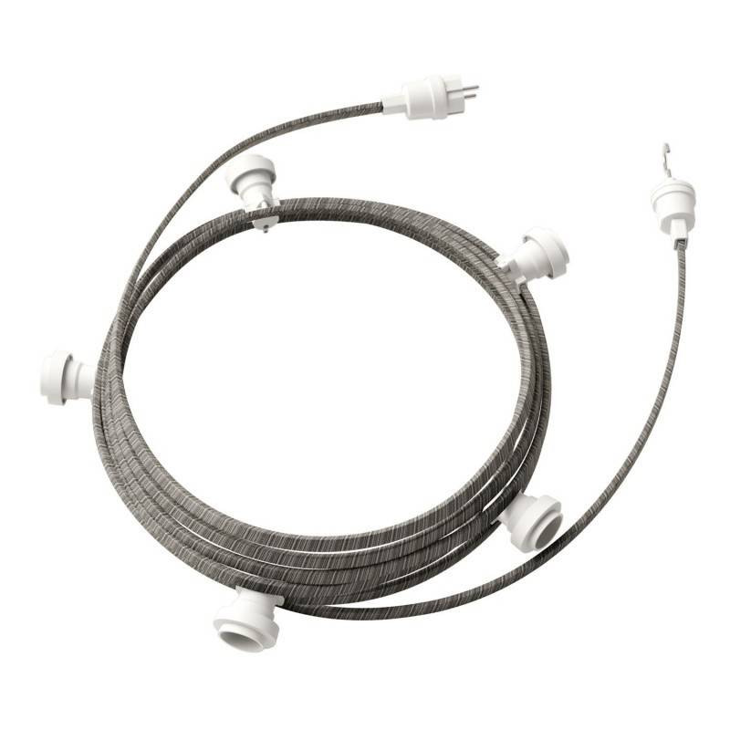 Producto de Guirnalda Exterior Lumet System 7.5m con 5 Portalámparas E27 Blanco Creative-Cables CATE27B075