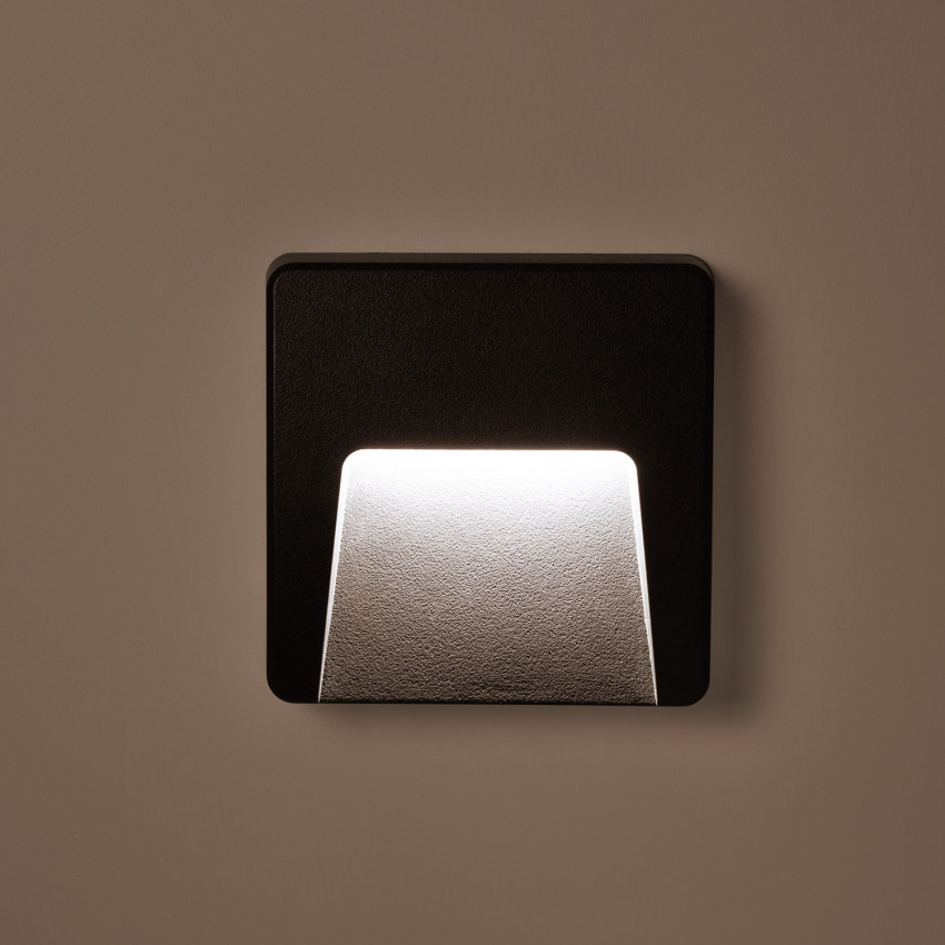 Produto de Baliza Exterior LED 3W Superfície de Parede Quadrada Preto Dag 