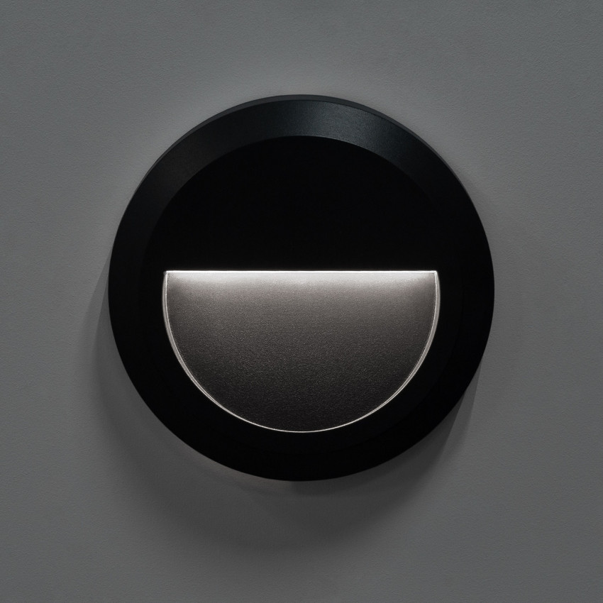 Producto de Baliza Exterior LED 1W Superficie Pared Circular Negro Edulis