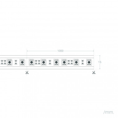 Producto de Bobina de Tira LED CCT 220V AC 220 LED/m IP67 Ancho 15mm Corte cada 100 cm