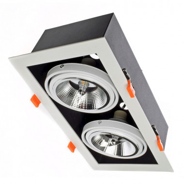 Produto de Foco Downlight LED 24W Direccionável Kardan Quadrado Duplo AR111 Corte 325x165 mm