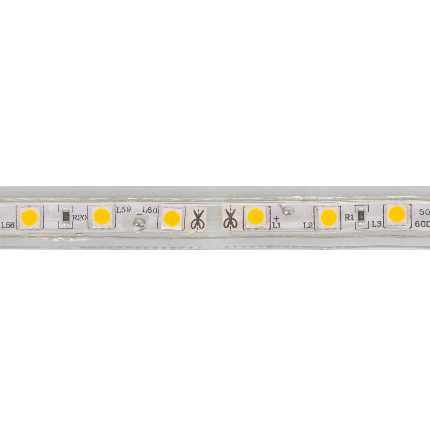 Decepción Alrededores diccionario Tira LED Regulable 220V AC 60 LED/m Blanco Cálido IP65 a Medida Ancho 14 mm  Corte cada 100 cm - efectoLED