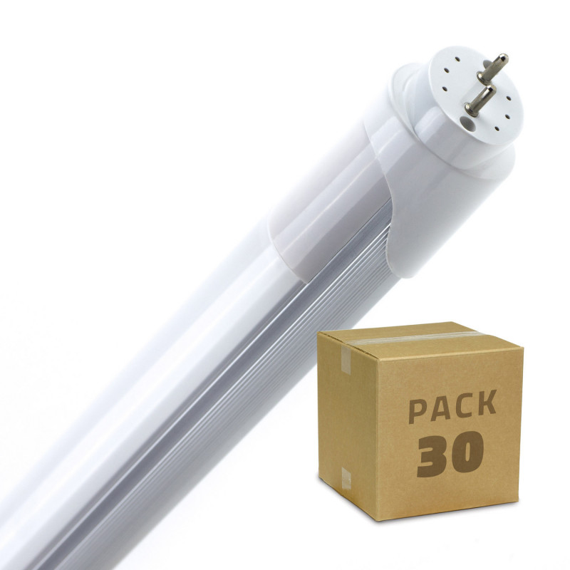 Caixa de 30 Tubos LED T8 Alumínio 120 cm Conexão Uni-Lateral 18W 120lm/W Branco Quente