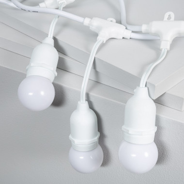 Producto de Kit Guirnalda Luces Exterior 5.5m Blanco + 8 Bombillas LED E27 G45 3W de Colores 