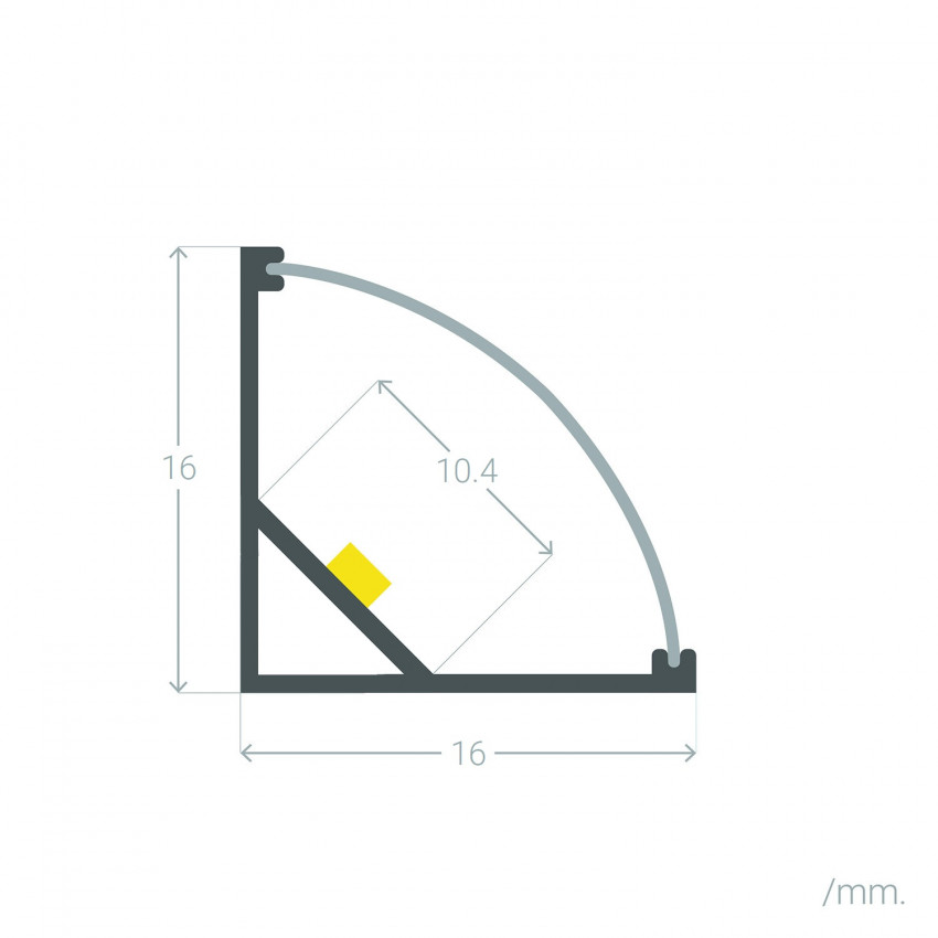 Producto de Perfil de Aluminio Esquina Tapa Circular 2m para Tira LED hasta 10 mm