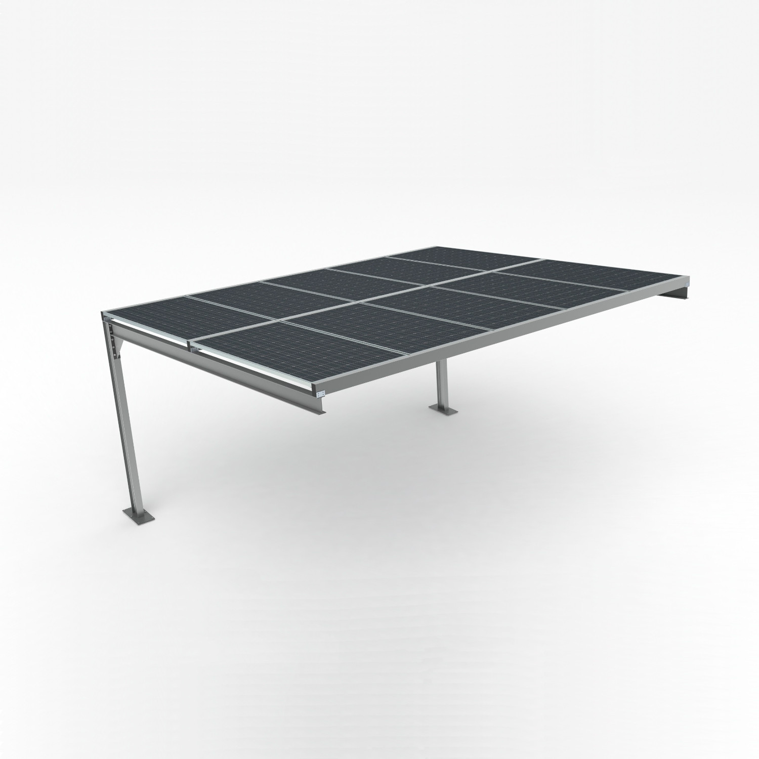 Producto de Estructura Marquesina Parking para Paneles Solares montaje en Suelo Blanca