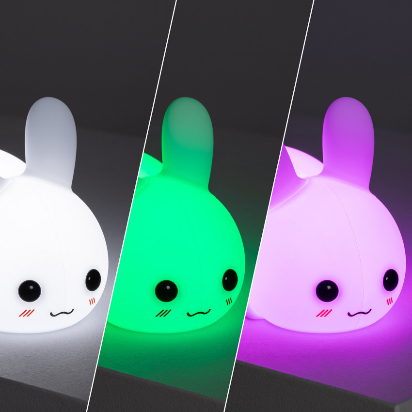 Producto de Luz Quitamiedos LED Infantil Conejo RGB Silicona con Batería