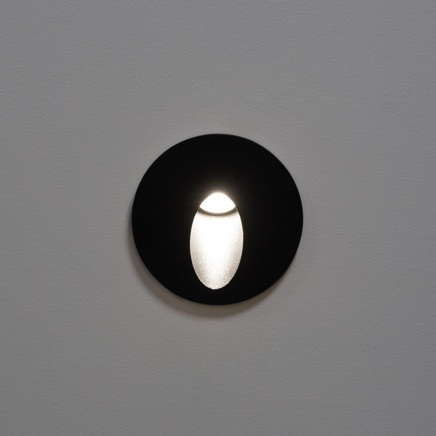 Produto de Baliza Exterior LED 3W Encastrável Parede Circular Preta Boiler