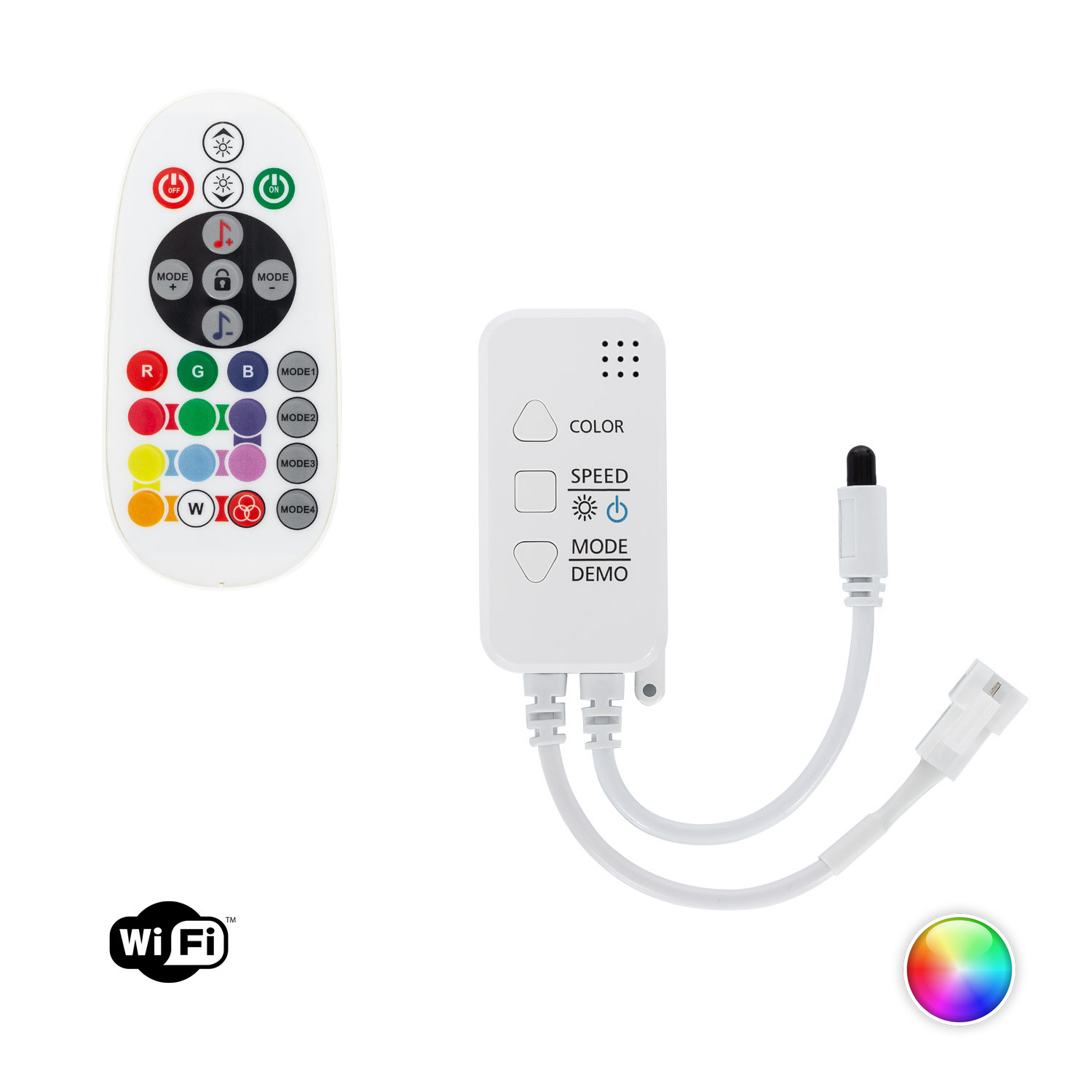 Producto de Controlador Regulador WiFi Tira LED RGBIC Digital SPI 12-24V DC con Mando IR