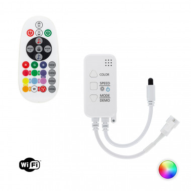 Controlador Regulador WiFi Fita LED RGBIC Digital SPI 12-24V DC com Comando IR