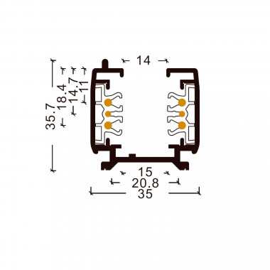 Produto de Carril Trifásico DALI TRACK para Focos LED 1 Metro