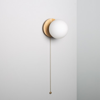 Aplique de Parede Madeira e Vidro Gold Orbit