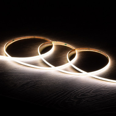 Tira LED COB 24V DC 385 LED/m 5m IP20 CRI90 Superestrecha Ancho 5mm Corte cada 4cm