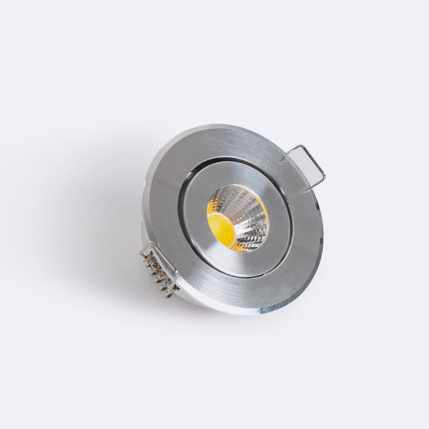 Producto de Foco Downlight LED 1W COB Direccionable Circular Plata Corte Ø 45 mm