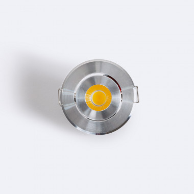 Produto de Foco Downlight LED 1W COB Direcionável Circular Prata Corte Ø 45 mm