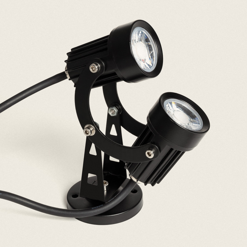Produto de Foco Exterior LED Duplo 6W Superfície Alumínio 14cm Hevlot 
