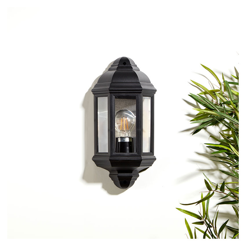 Produto de Edit Coastal Newquay Half Lantern Outdoor Wall Light - Black