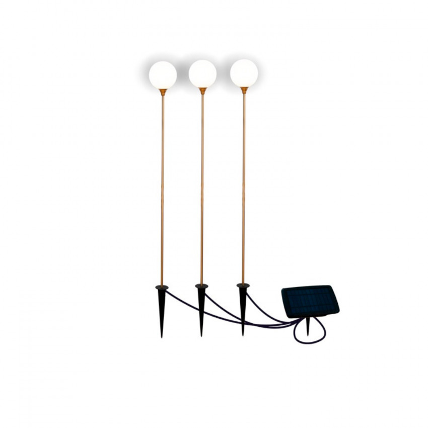 Producto de Lámpara de Jardín LED 3W Bruna 80 3 Picas Solar y Battery Brass 
