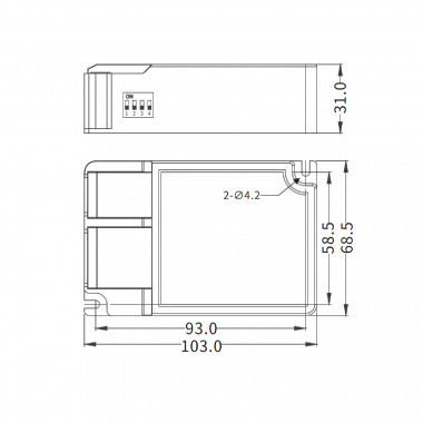 Produto de Driver BOKE Regulável DALI/PUSH 200-240V No Flicker Saída 6-38V 450-1100mA 42W BK-DEL042