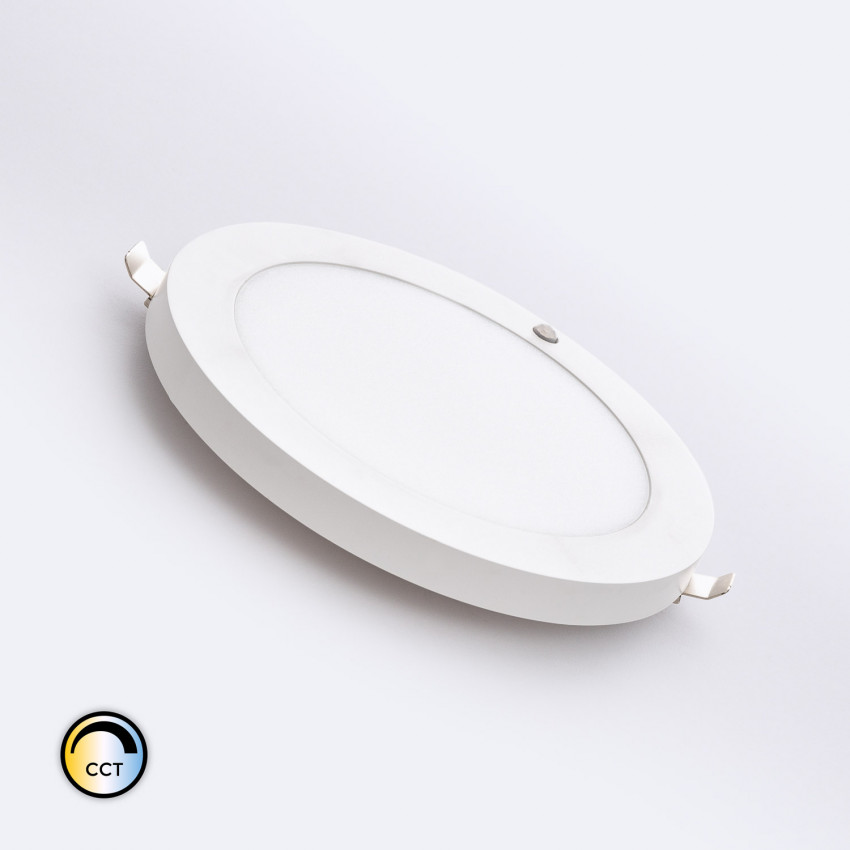 Placa LED 18W CCT Selecionável Circular com Detector  PIR Corte Ajustável Ø75-210 mm 