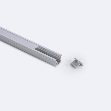 Perfil Aluminio Empotrable Estrecho 2m con Tapa Continua para Tiras LED hasta 6 mm