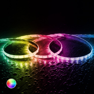 Tira LED RGB 12V DC SMD Silicone FLEX 60LED/m 5m IP68 Ancho 12mm Corte 5cm