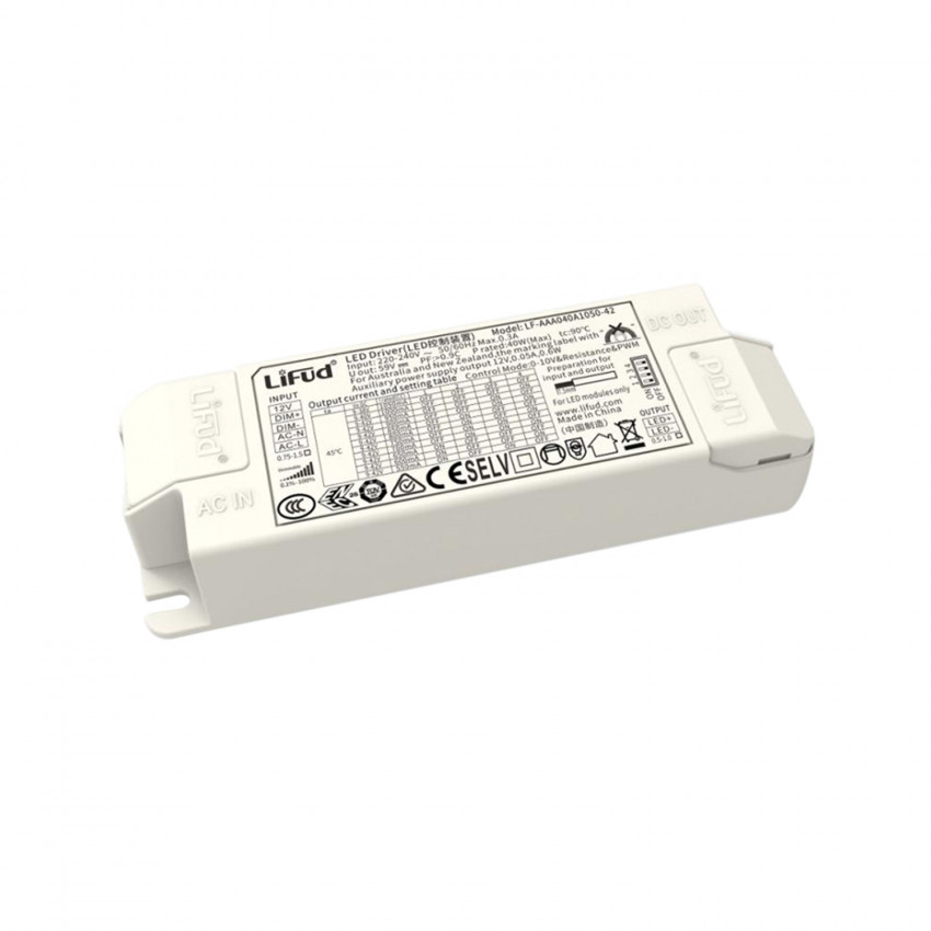 Driver LIFUD Regulable 1-10V 220-240V Salida 9-42V 1000mA 42W LF-GDE042YF1000U