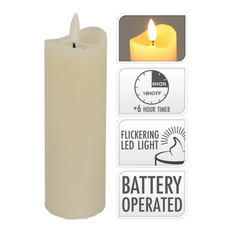 Vela LED Cera Natural com Bateria 10 cm