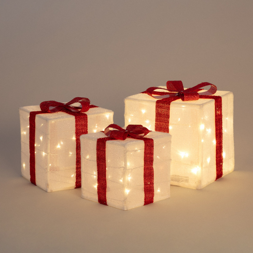 Produto de Pack de 3 Caixas de Presente de Natal LED com Bateria Noelle