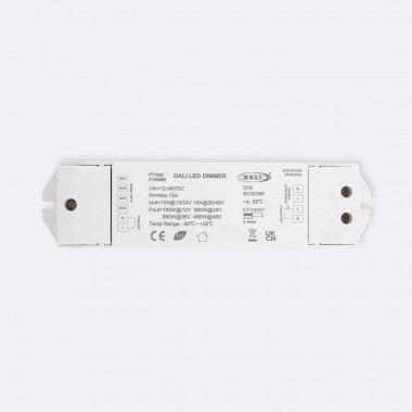 Driver Regulável DALI 1 Canal para Fita LED Monocolor 12-48V Compatível com Botão de Pressão