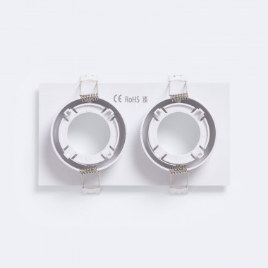 Produto de Aro Downlight Quadrado Branco para Duas Lâmpadas LED GU10 / GU5.3 Corte 73x173 mm