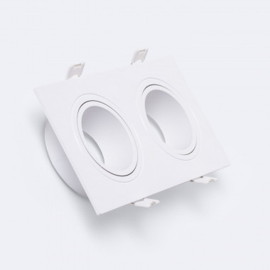Aro Downlight Quadrado Branco para Duas Lâmpadas LED GU10 / GU5.3 Corte 73x173 mm