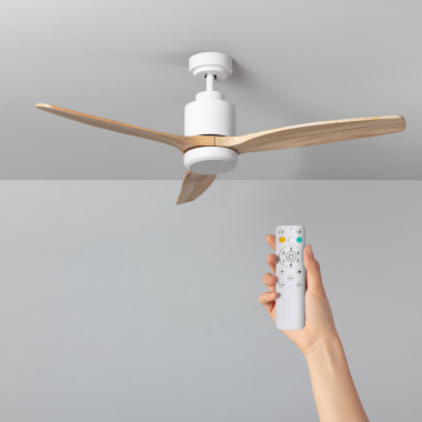 Ventilador de Techo Silencioso Mersin Blanco Madera 132cm Motor DC para Exterior