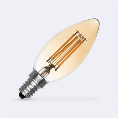 Bombilla Filamento LED E14 6W 720 lm Regulable C35 Vela Gold