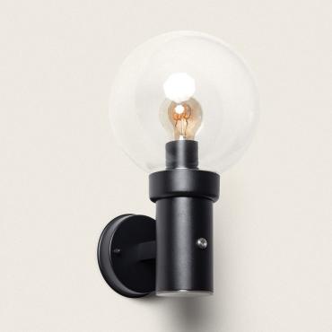 Aplique de Parede Exterior Aço Inoxidável com Sensor  Crepuscular Optic Preto